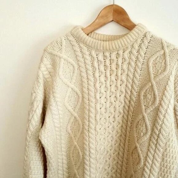 Vintage Aran cableknit pure new wool winter sweater jumper size:4xl / 20A beauti - Picture 1 of 5